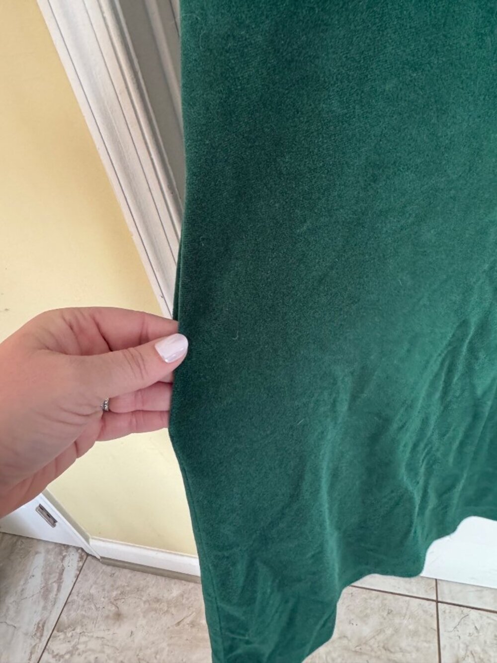 Vintage Vanity Fair Green Velvet Velour House Coat Robe Medium Retro Pocket - Picture 3 of 9